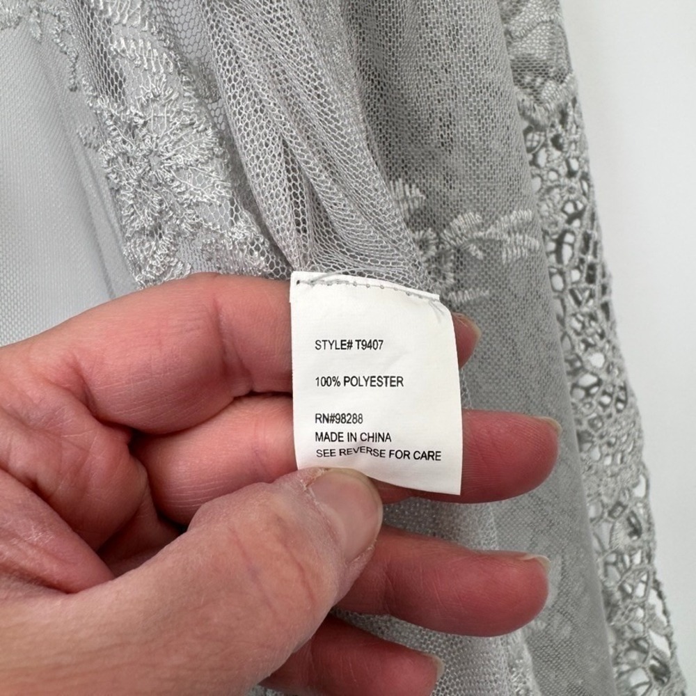 Cal Style Kimono Top Womens XL Silver Lace Crochet Witchy Romantic Fairy - Picture 6 of 15